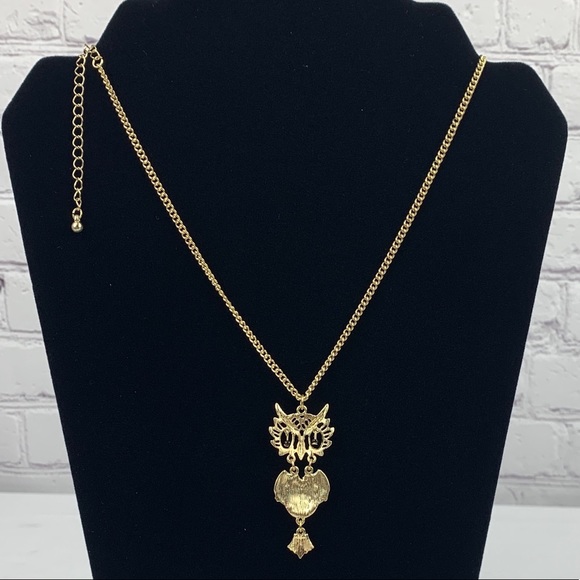 Rhinestone Owl Charm Chain Necklace - Picture 3 of 7